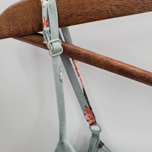 Three Pink Hearts Womens XS Floral Romper Dress Hi Low Overlay Sage Green *Flaw - Picture 9 of 16